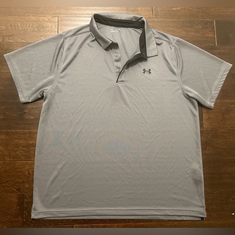 Men’s Under Armour Tech Grey/Black Performance Short Sleeve Polo Shirt- 4XL